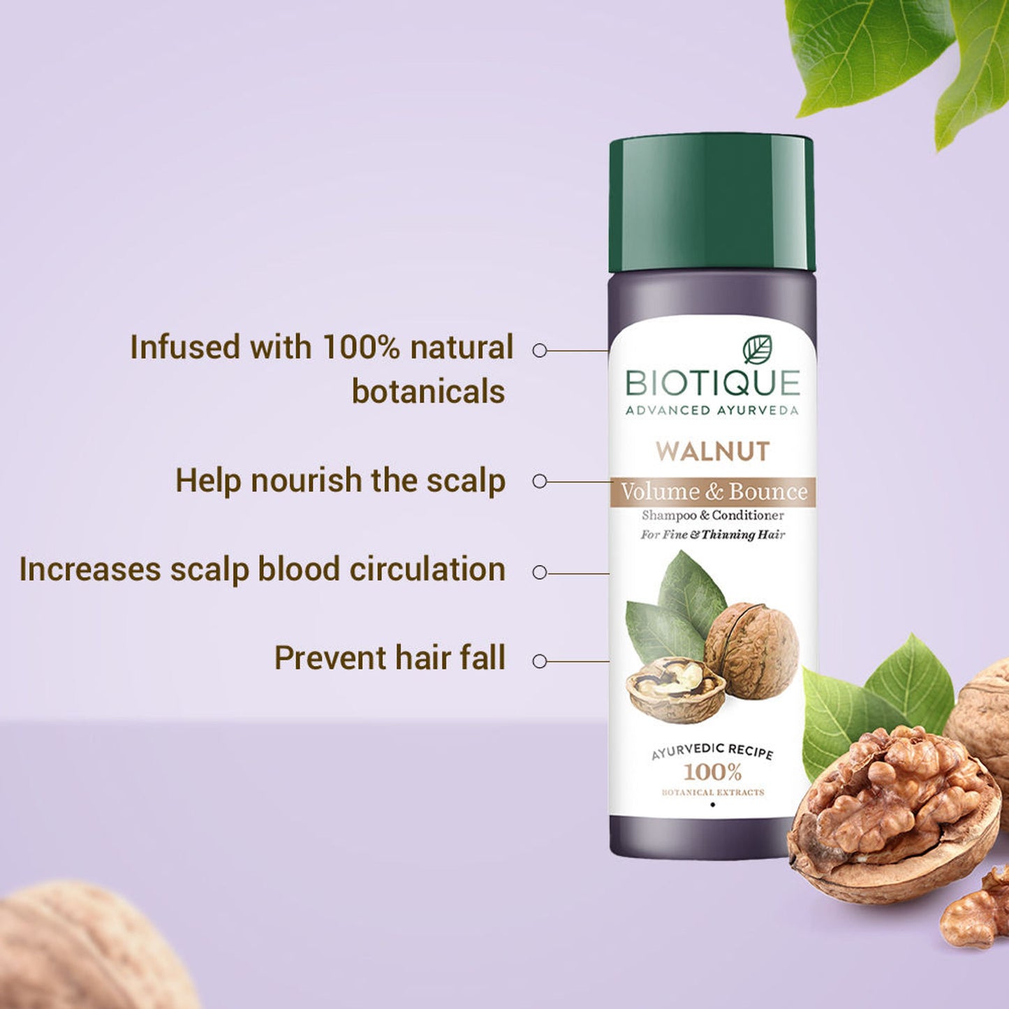 Biotique Bio Walnut Bark Volumizing Shampoo For Fine & Thinning Hair