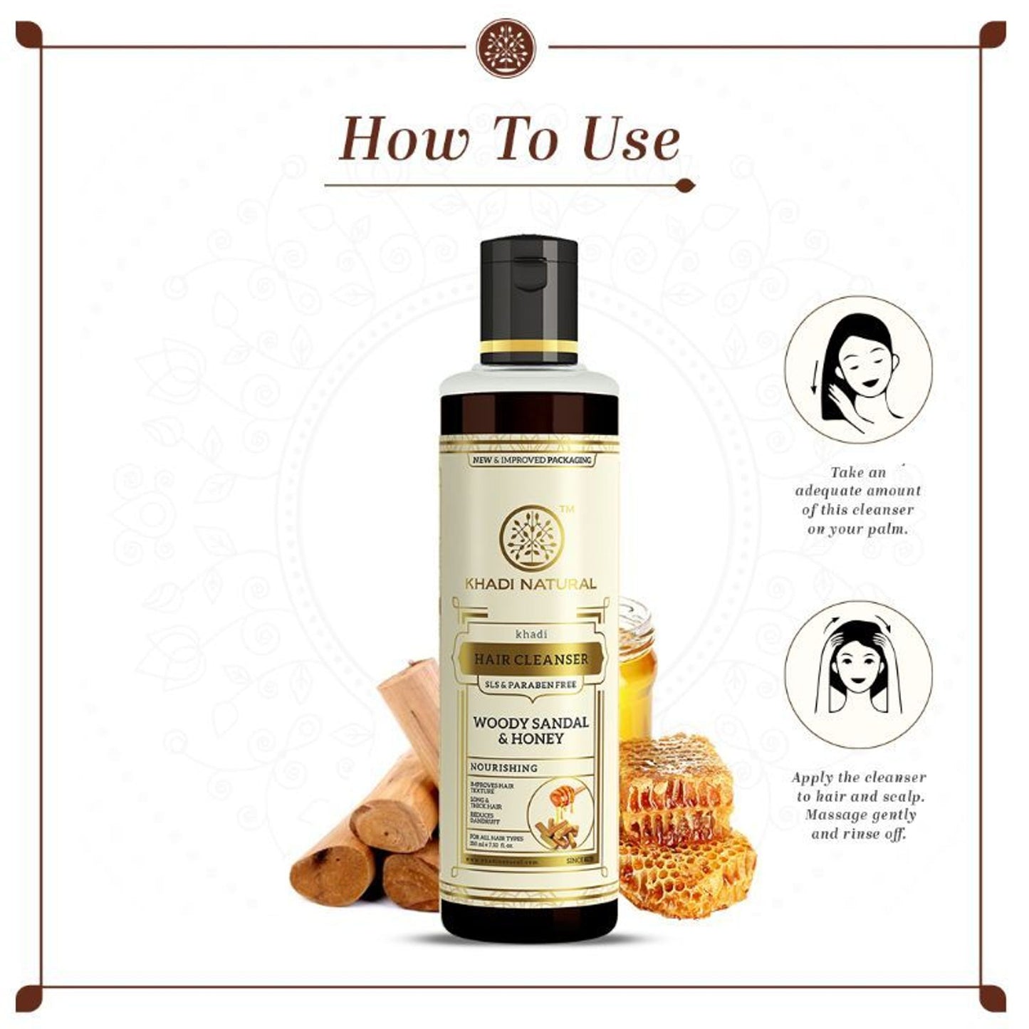 Khadi Natural Woody Sandal & Honey Hair Cleanser/Shampoo SLS and Paraben Free