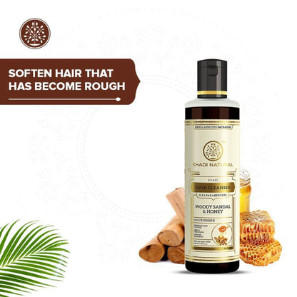 Khadi Natural Woody Sandal & Honey Hair Cleanser/Shampoo SLS and Paraben Free