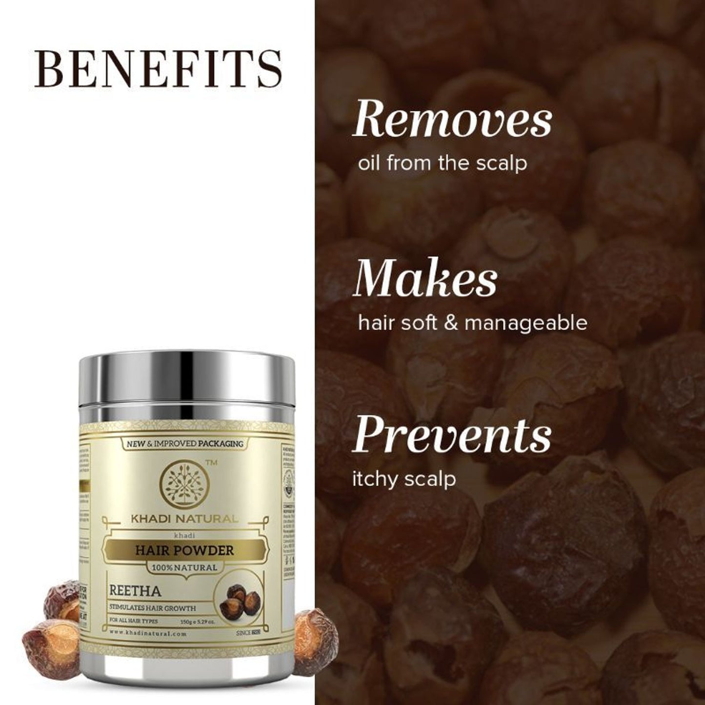 Khadi Natural Reetha Hair Powder Stimulates Hair Growth