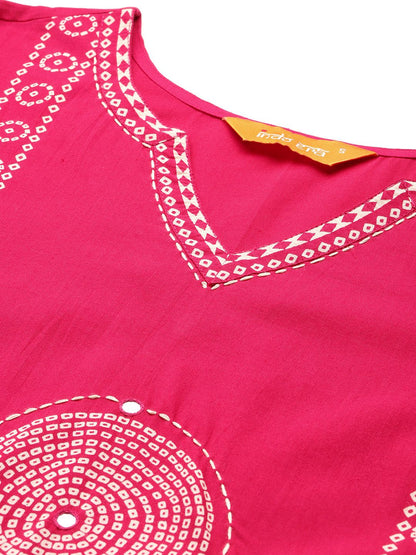 Dhiyona IE Ethnic Motifs Printed Panelled Pure Cotton Kurta with Trousers & With Dupatta