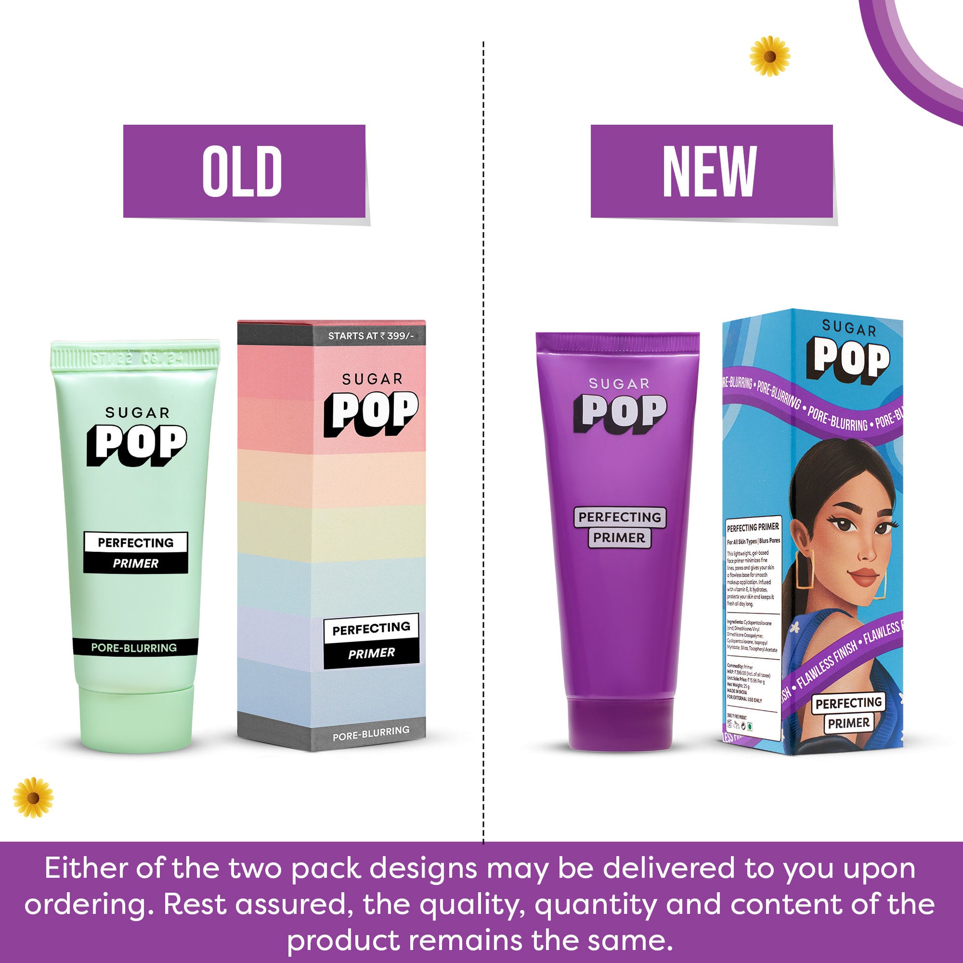 SUGAR POP Perfecting Primer Vitamin E l Blurs Pores Wrinkles & Fine Lines Gel Based Matte Finish