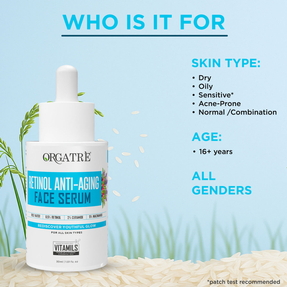 Orgatre Retinol Anti-Aging Face Serum - Reduces Fine Lines, Boosts Collagen, Hydrates & Skin Firming