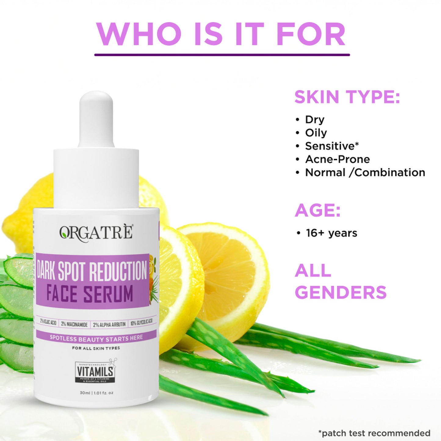 Orgatre 10% Glycolic Acid, 2% Kojic Acid Dark Spot Serum- Brightens Skin & Reduces Hyperpigmentation