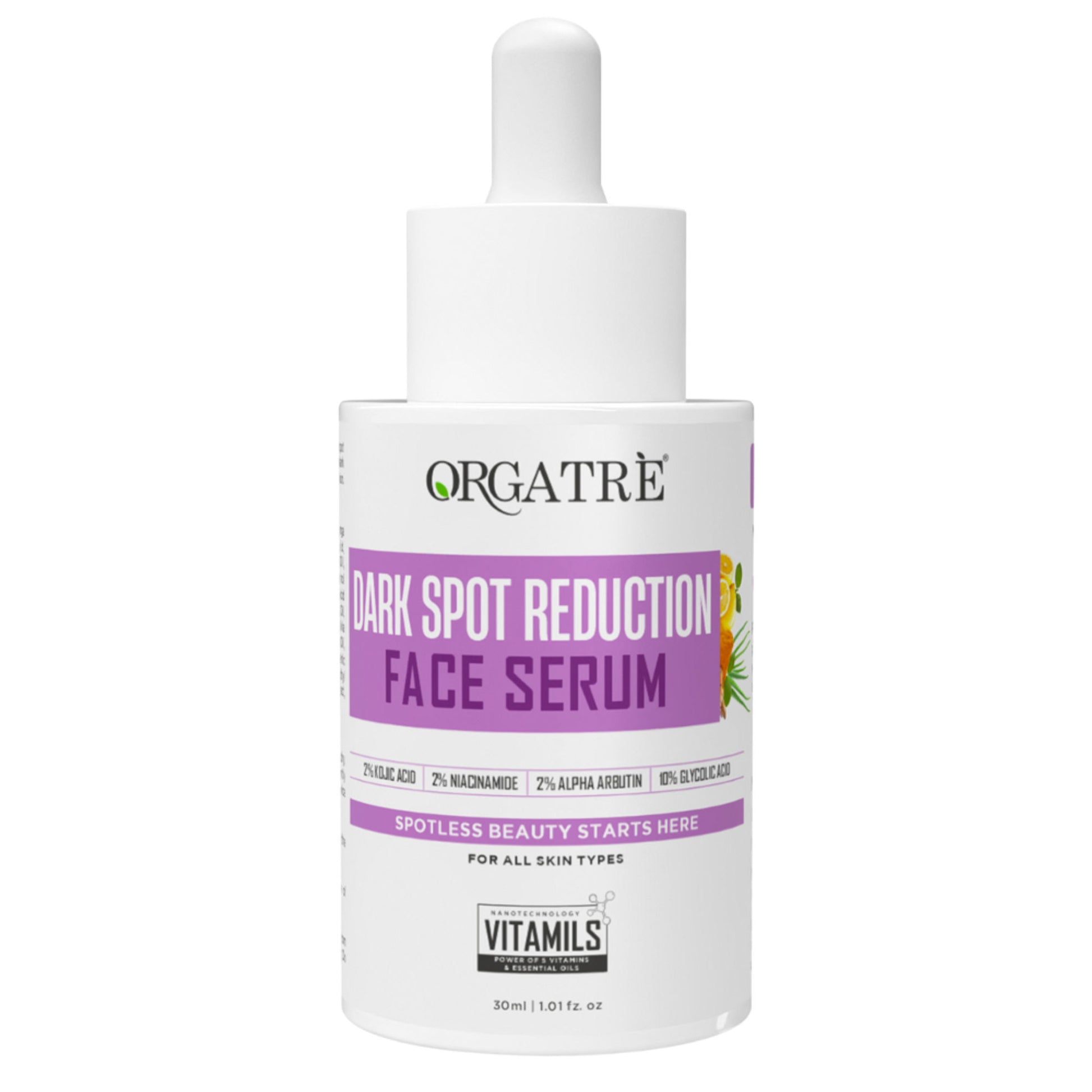 Orgatre 10% Glycolic Acid, 2% Kojic Acid Dark Spot Serum- Brightens Skin & Reduces Hyperpigmentation