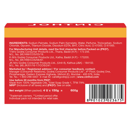 Cinthol Original Soaps For Bath - Pack of 4