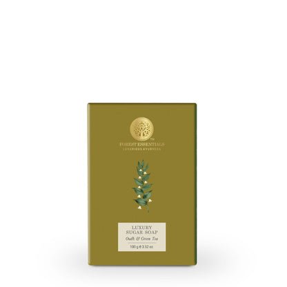 Forest Essentials Luxury Sugar Soap Oudh & Green Tea - Ayurvedic Handmade Bath Soap