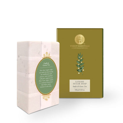 Forest Essentials Luxury Sugar Soap Oudh & Green Tea - Ayurvedic Handmade Bath Soap