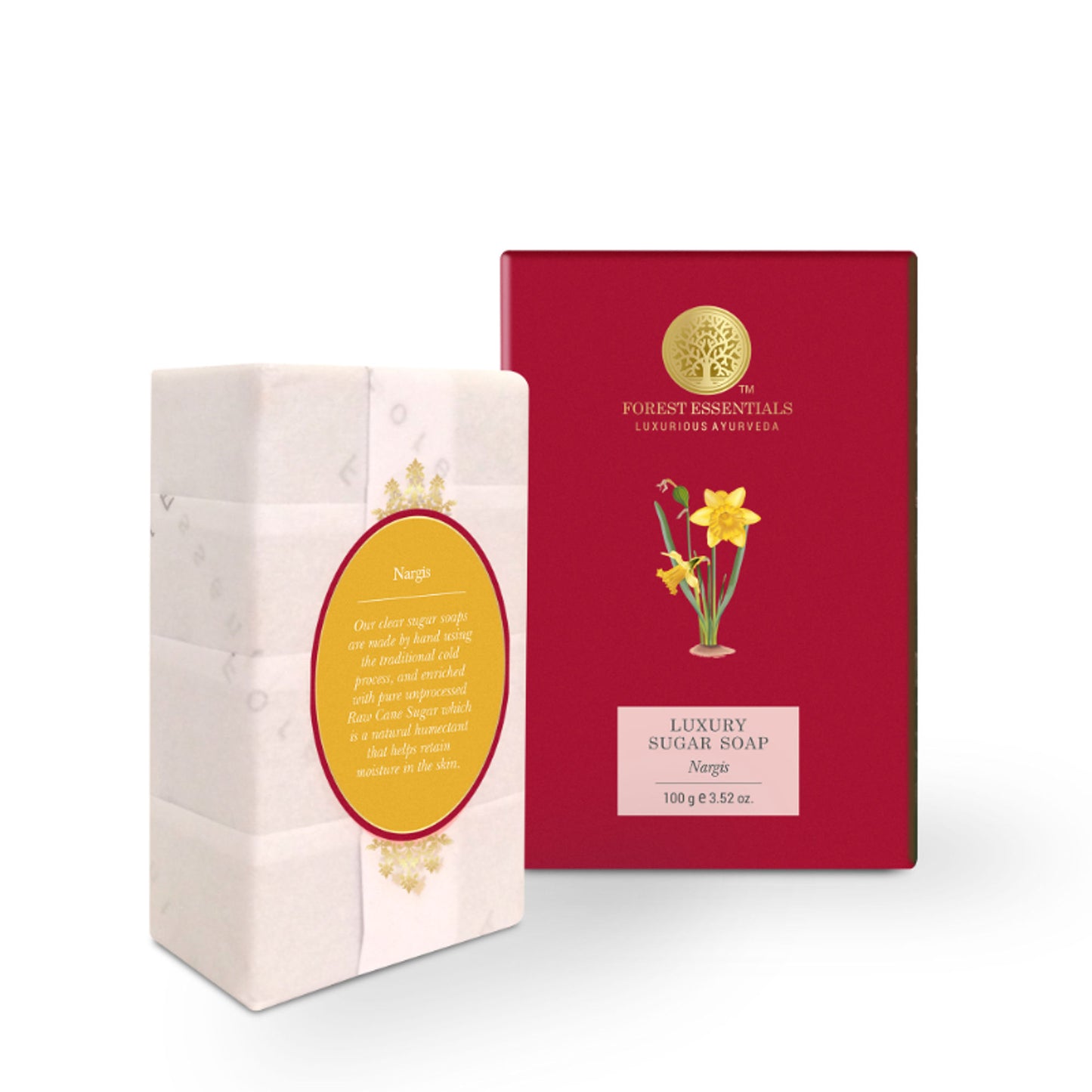 Forest Essentials Luxury Sugar Soap Nargis - Ayurvedic Handmade Bath Soap