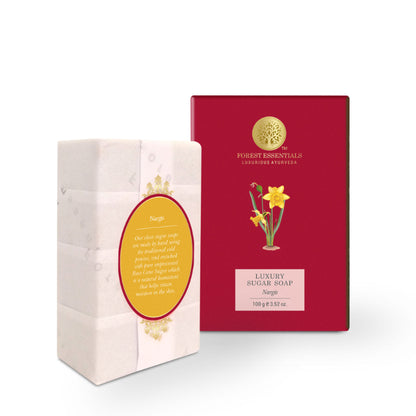 Forest Essentials Luxury Sugar Soap Nargis - Ayurvedic Handmade Bath Soap