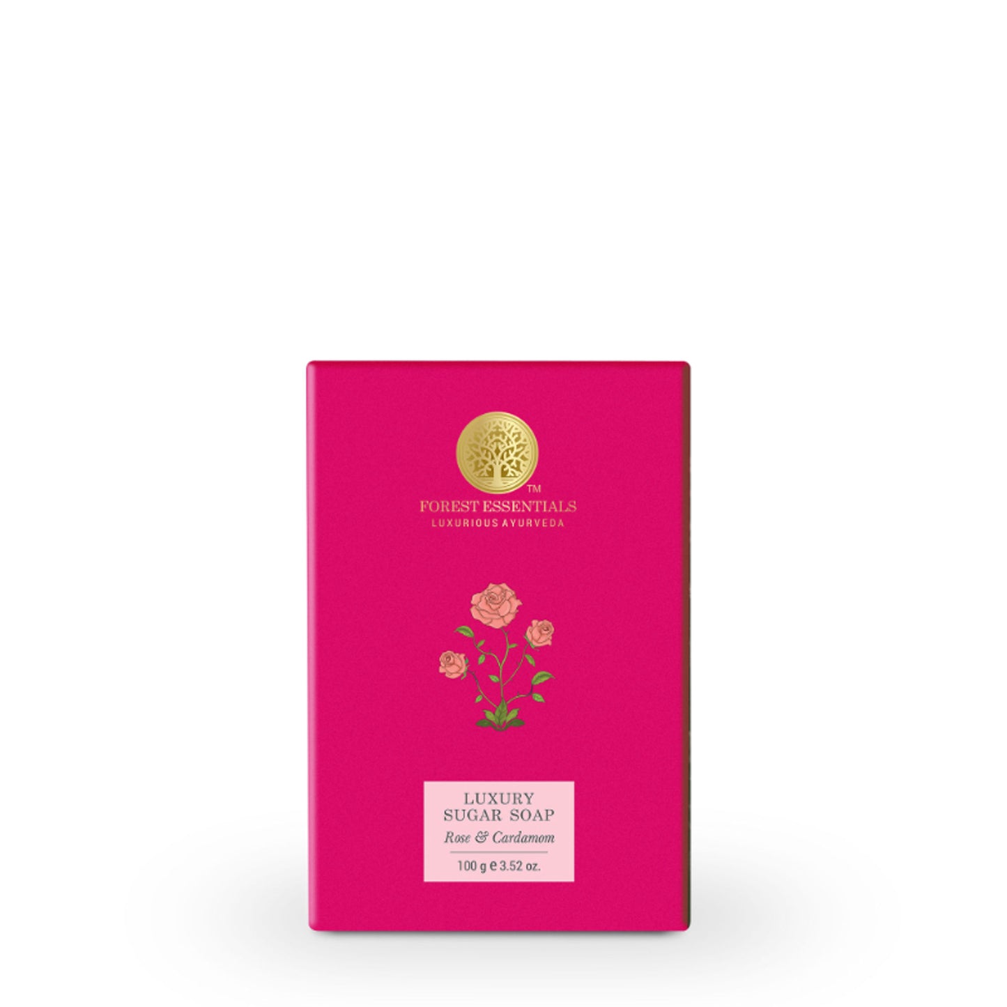 Forest Essentials Luxury Sugar Soap Rose & Cardamom - Ayurvedic Handmade Natural Bath Soap
