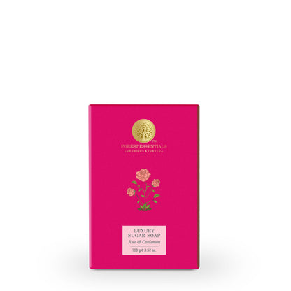 Forest Essentials Luxury Sugar Soap Rose & Cardamom - Ayurvedic Handmade Natural Bath Soap