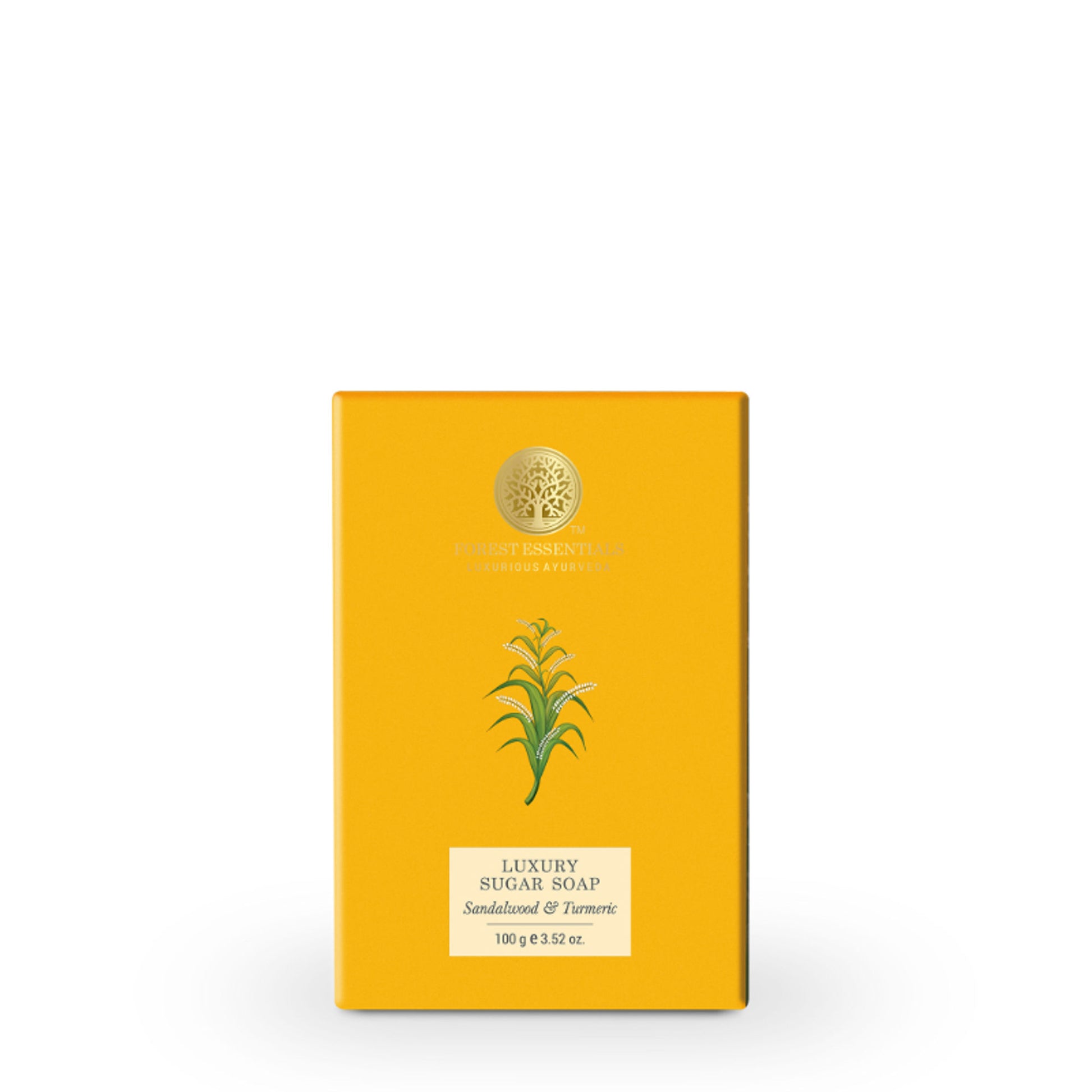 Forest Essentials Luxury Sugar Soap Sandalwood Turmeric - Ayurvedic Handmade Bath Soap