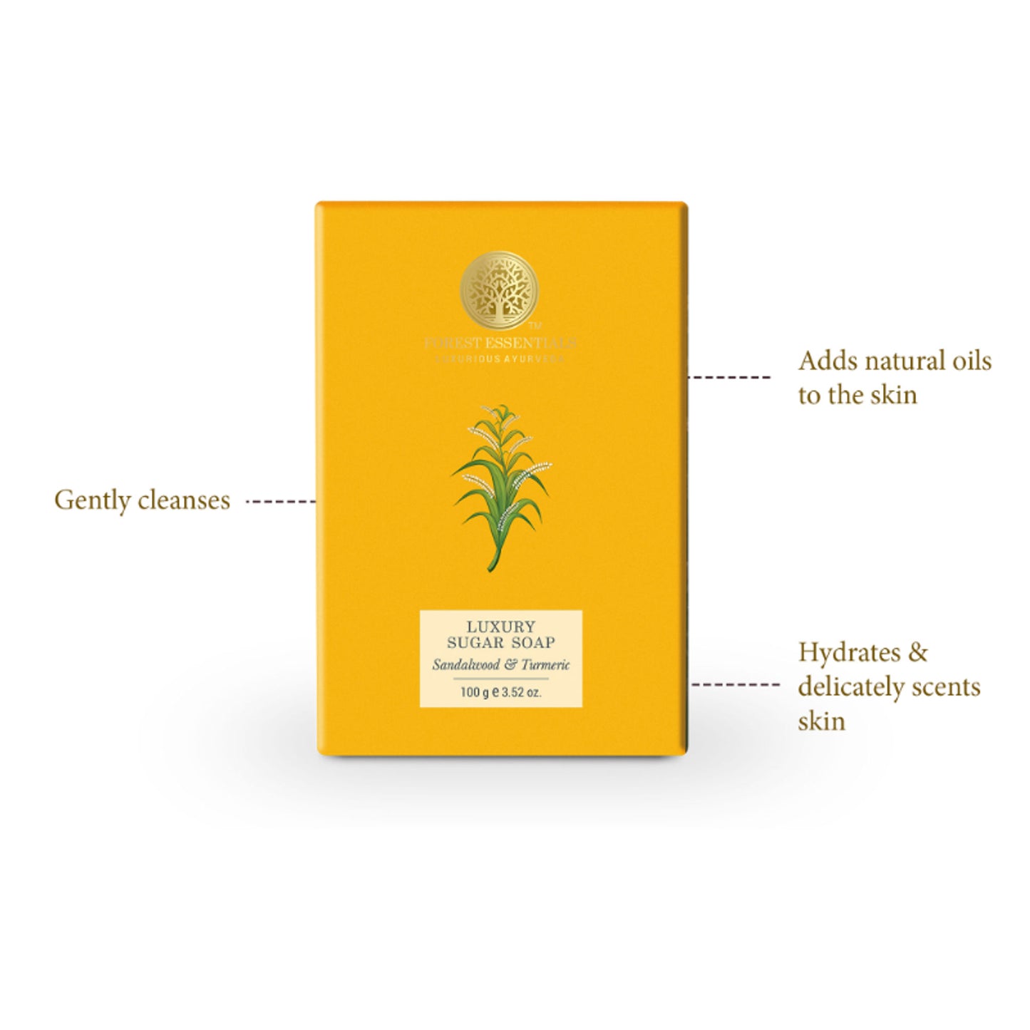 Forest Essentials Luxury Sugar Soap Sandalwood Turmeric - Ayurvedic Handmade Bath Soap