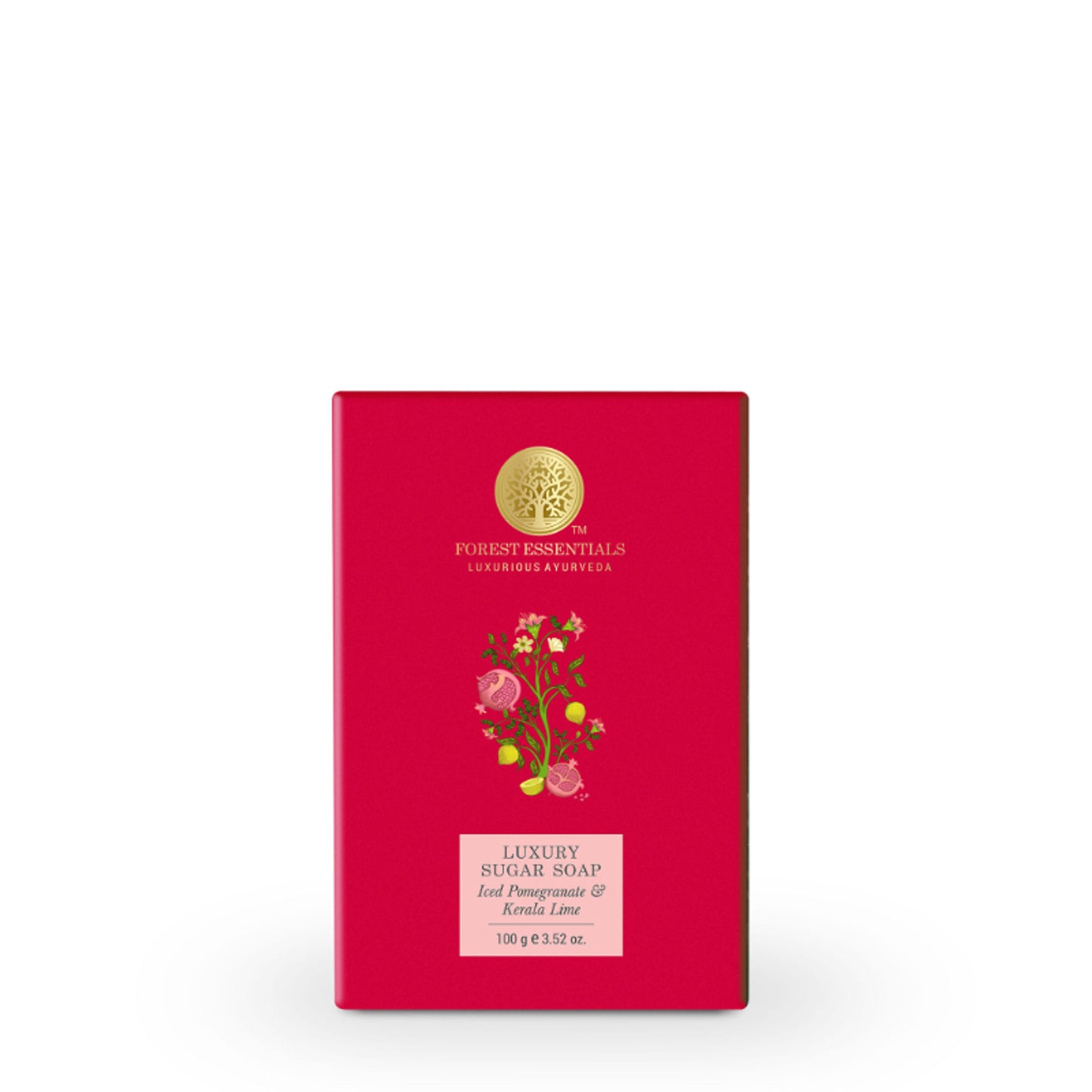 Forest Essentials Luxury Sugar Soap Pomegranate & Kerala Lime - Ayurvedic Handmade Bath Soap