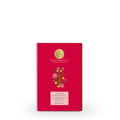 Forest Essentials Luxury Sugar Soap Pomegranate & Kerala Lime - Ayurvedic Handmade Bath Soap