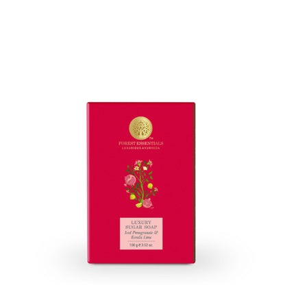 Forest Essentials Luxury Sugar Soap Pomegranate & Kerala Lime - Ayurvedic Handmade Bath Soap