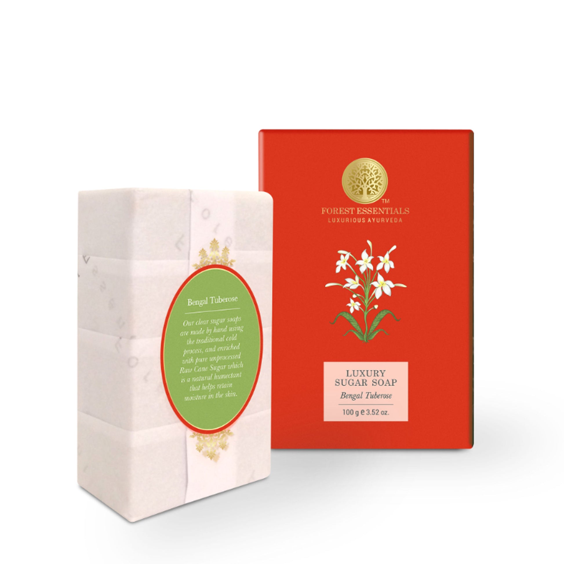 Forest Essentials Luxury Sugar Soap Bengal Tuberose - Ayurvedic Handmade Bath Soap