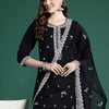 Dhiyona IE Ethnic Motifs Embroidered Sequinned Kurta with Trousers & With Dupatta