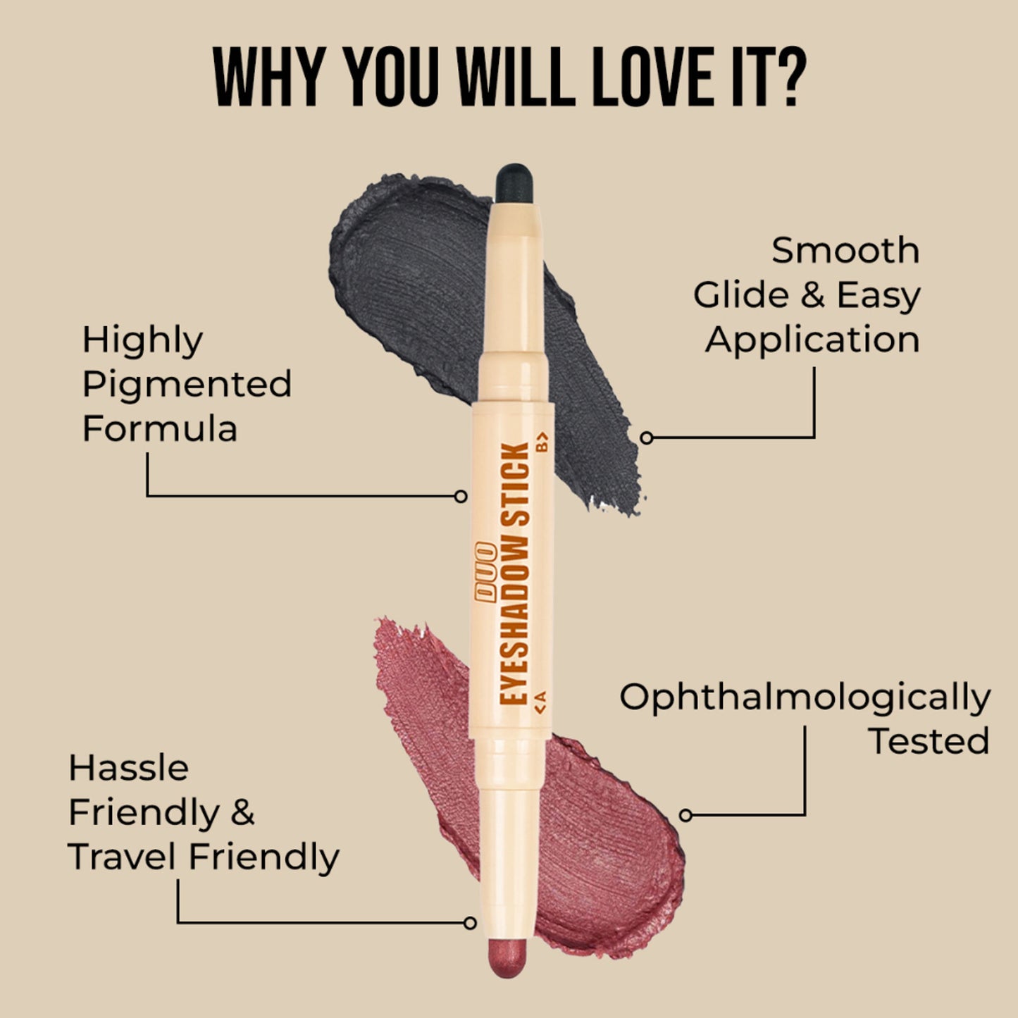 Insight Cosmetics Duo Eyeshadow Stick - Charcoal Charm Blush