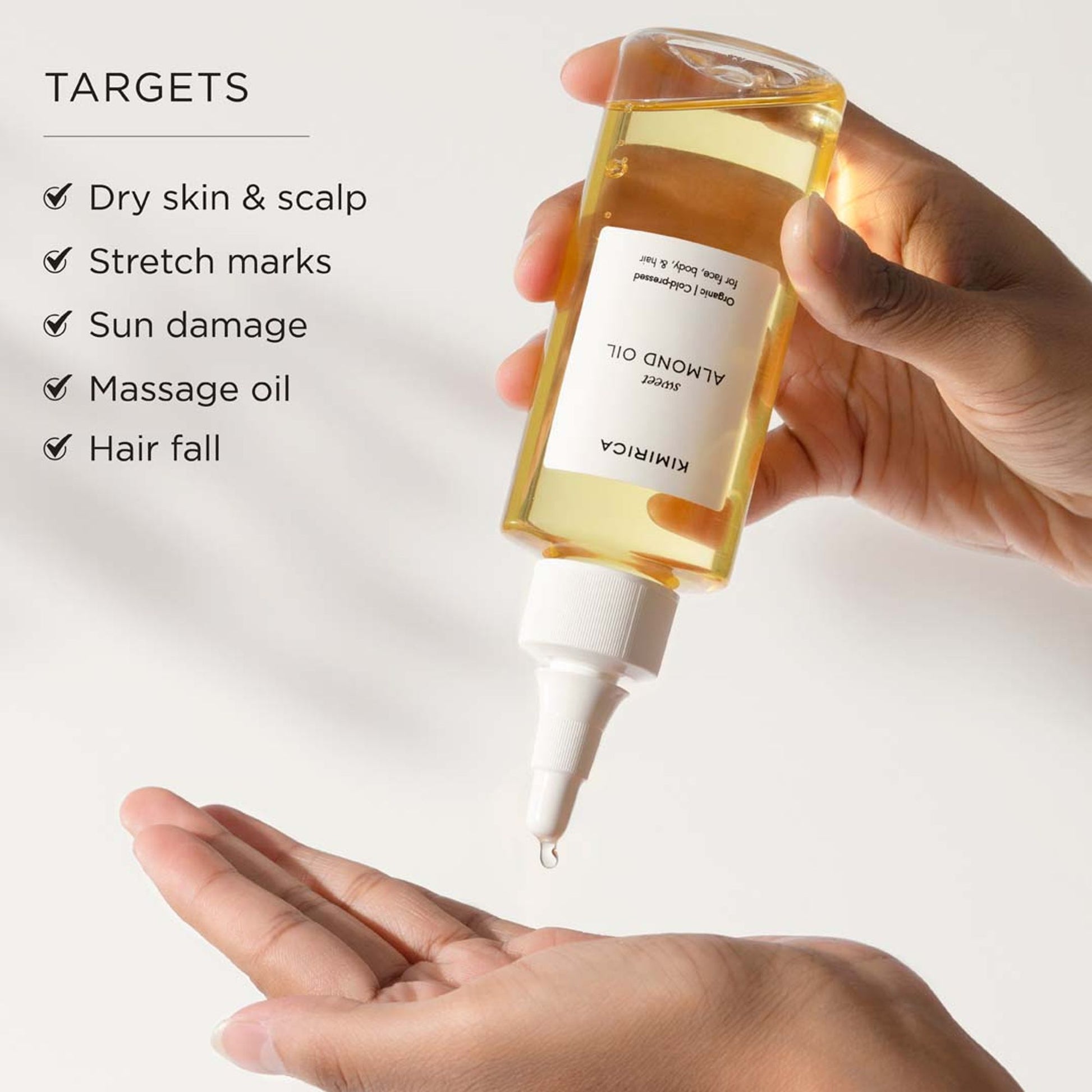 Kimirica 100% Natural Cold-Pressed Extra Virgin Sweet Almond Oil For Healthy Hair & Glowing Skin