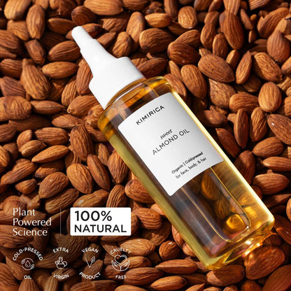 Kimirica 100% Natural Cold-Pressed Extra Virgin Sweet Almond Oil For Healthy Hair & Glowing Skin