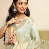 Dhiyona GR Women's Savi Sea Green Cotton Khadi Silk Saree