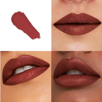 LoveChild Masaba LoveChild Masaba Velvet Matte full pocket lipstick in Hash Brown, showing the lipstick bullet with packaging.