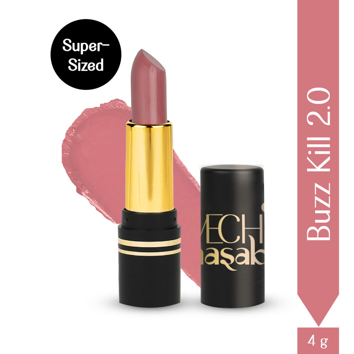 LoveChild Masaba Velvet Matte Full Pocket Lipstick in Buzz Kill 2.0 with rich, velvety texture and vibrant color.