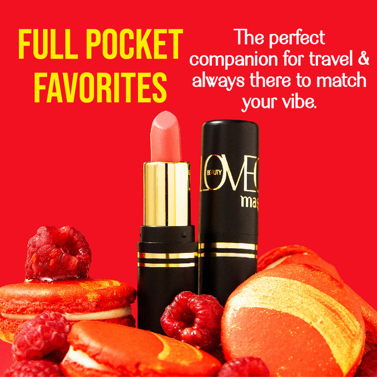 LoveChild Masaba LoveChild Masaba Buzz Kill 2.0 velvet matte full pocket lipstick in a sleek tube with a black cap and vibrant shade.