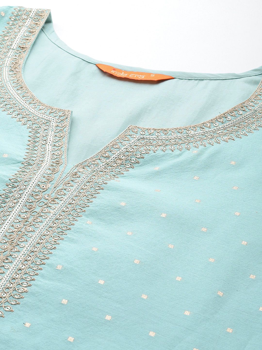 Indyancart IE Embroidered Regular Sequinned Chanderi Silk Kurta with Trousers & Dupatta
