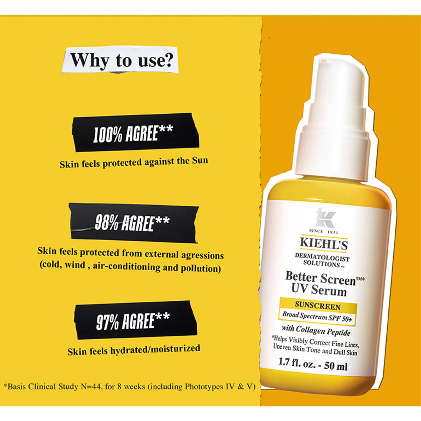 Kiehl's Better Screen UV Serum SPF 50+ Sunscreen with Collagen Peptide