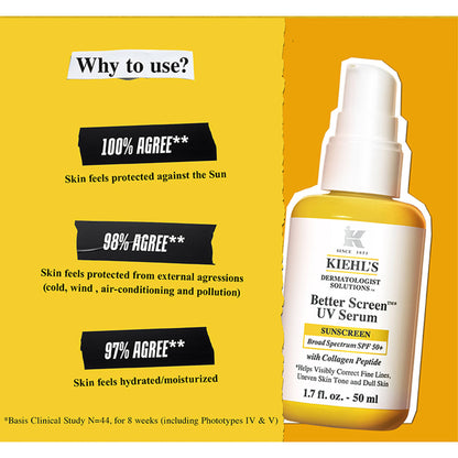 Kiehl's Better Screen UV Serum SPF 50+ Sunscreen with Collagen Peptide