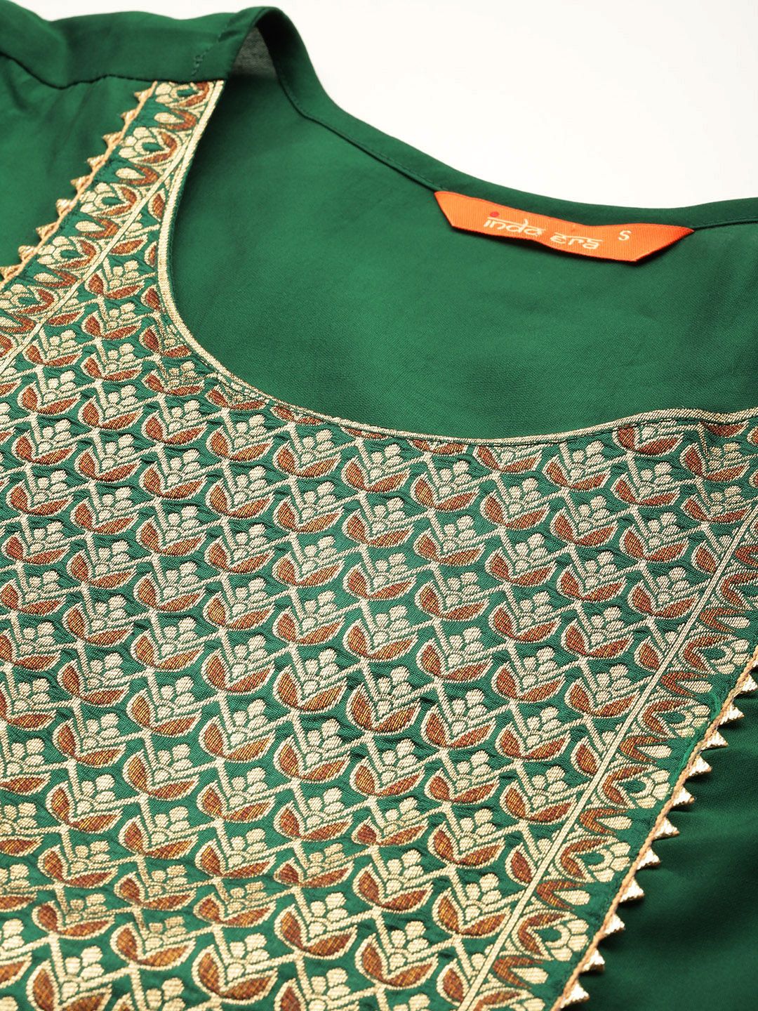 Dhiyona IE Floral Yoke Design Pleated Gotta Patti Pure Cotton Kurta Set