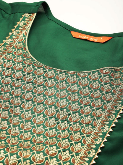 Dhiyona IE Floral Yoke Design Pleated Gotta Patti Pure Cotton Kurta Set