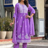 Dhiyona VA Women'sEthnic Motifs Embroidered Thread Work Pure Cotton Kurta with Trousers & Dupatta