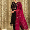 Indyancart IE Floral Embroidered Round Neck Three-Quarter Sleeves Thread Work Kurta Set