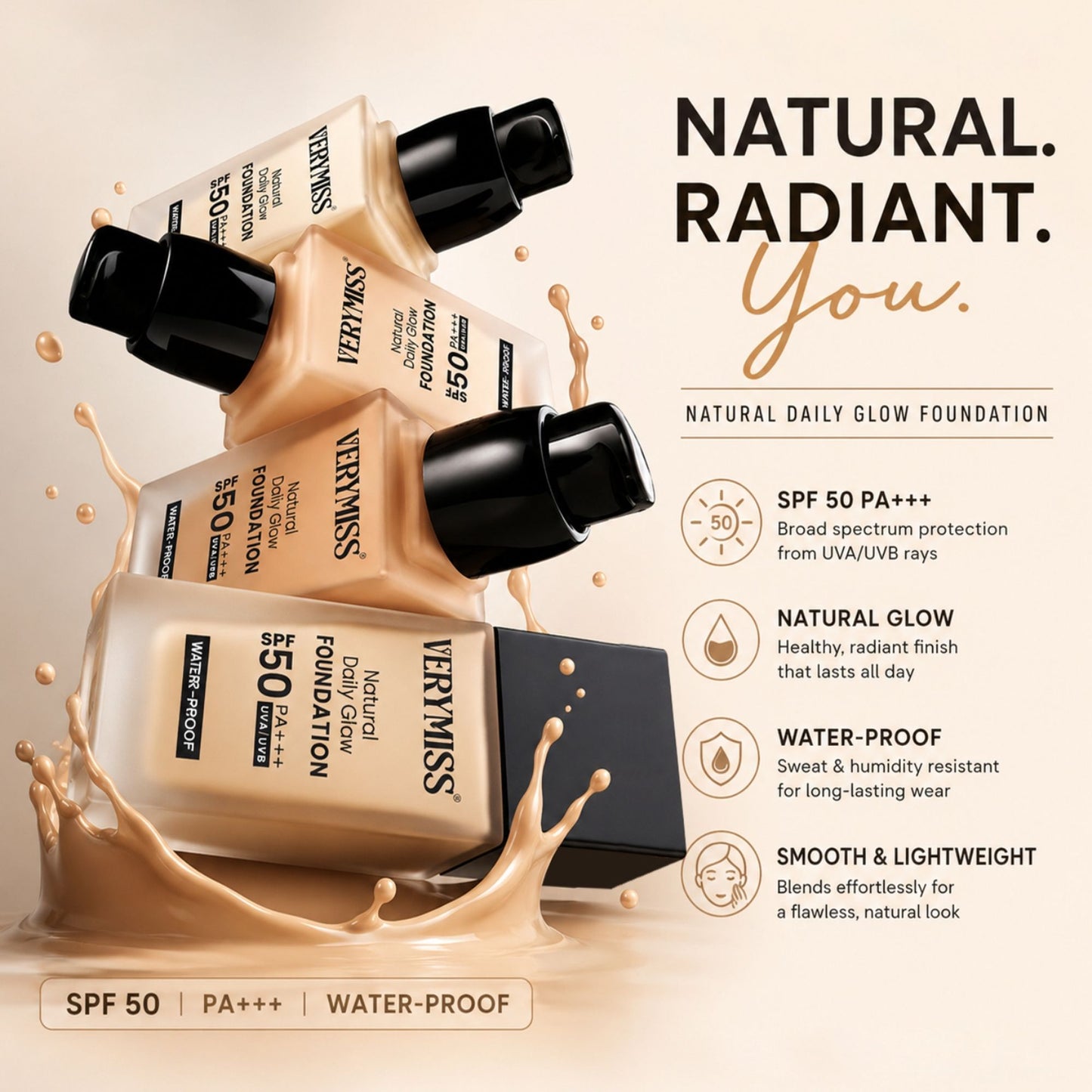 VERYMISS Natural Glow Daily Wear Foundation - 04 Ivory Beige