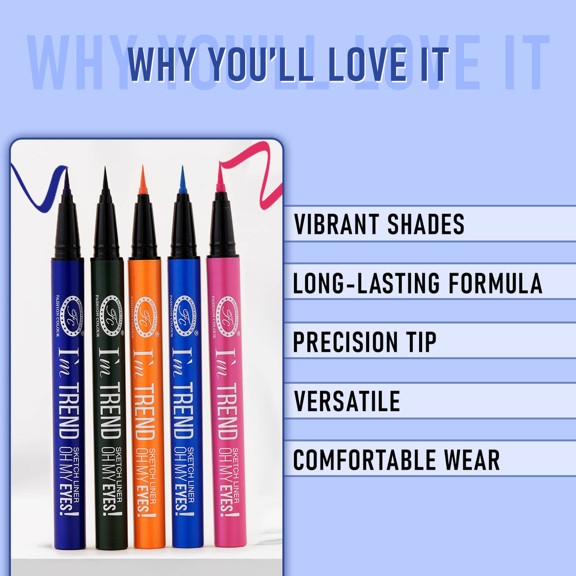 FASHION COLOUR I'M Trend Sketch Eyes Liner - Azure Blue