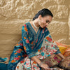 Dhiyona IE Floral Printed Mirror Work V-Neck Straight Kurta With Trousers And Dupatta
