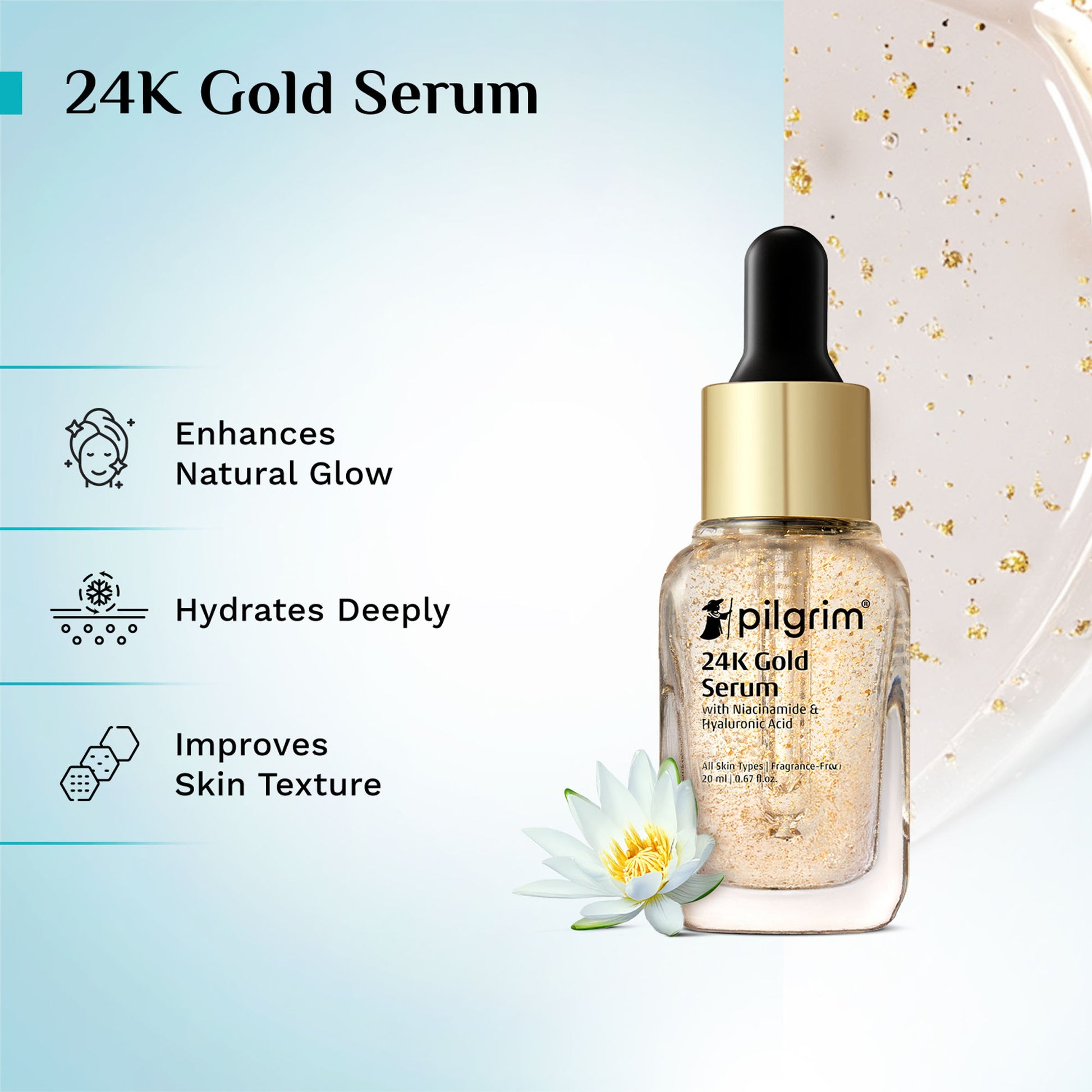 Pilgrim 24K Gold Face Serum with Niacinamide & Hyaluronic Acid