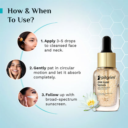Pilgrim 24K Gold Face Serum with Niacinamide & Hyaluronic Acid