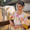 Dhiyona IE Floral Printed Round Neck Pleated Pure Cotton A-Line Kurta With Trouser