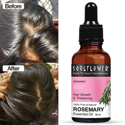Soulflower Rosemary Essential Oil 100% Pure and Natural for Moisturising Skin, Hair Nourishment