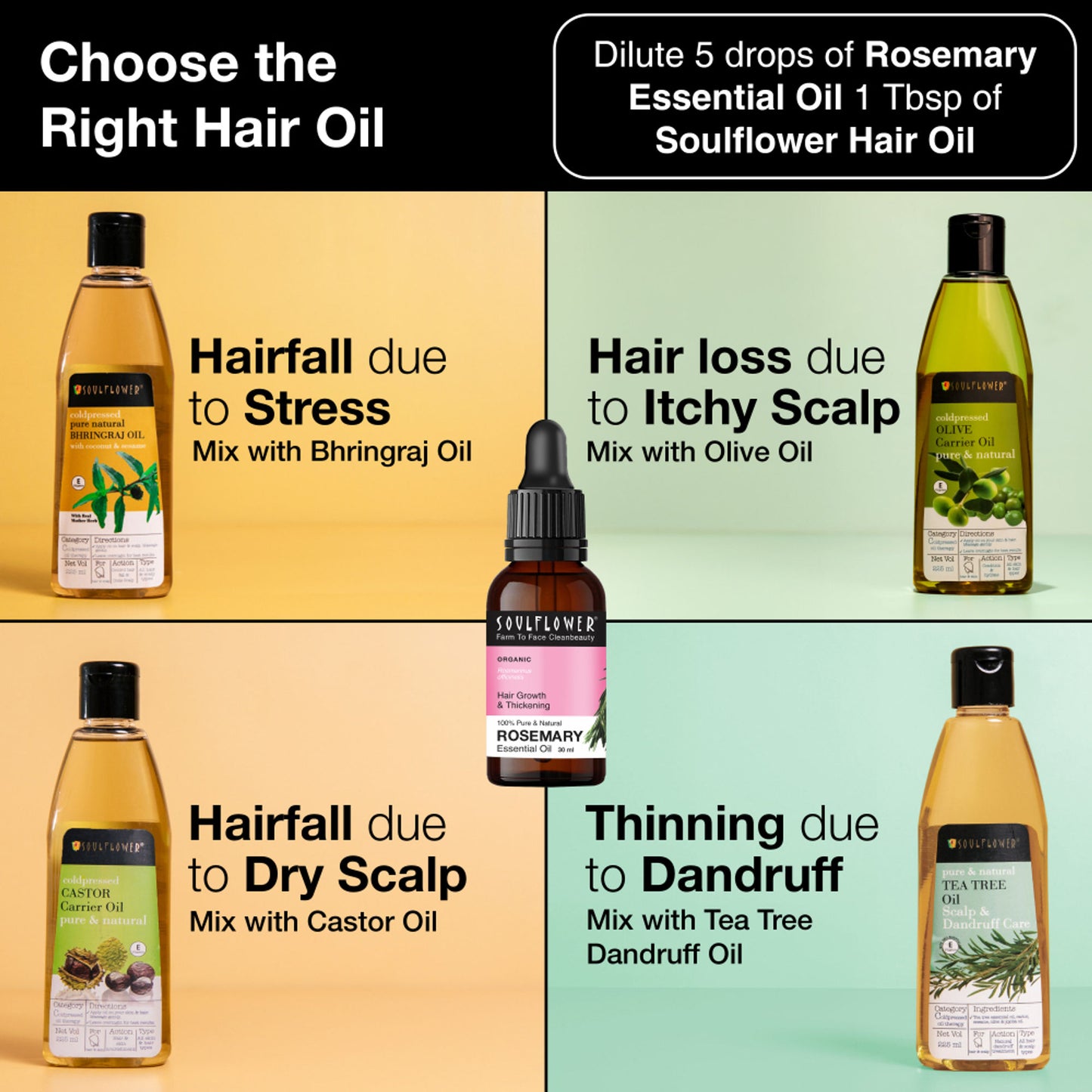 Soulflower Rosemary Essential Oil 100% Pure and Natural for Moisturising Skin, Hair Nourishment