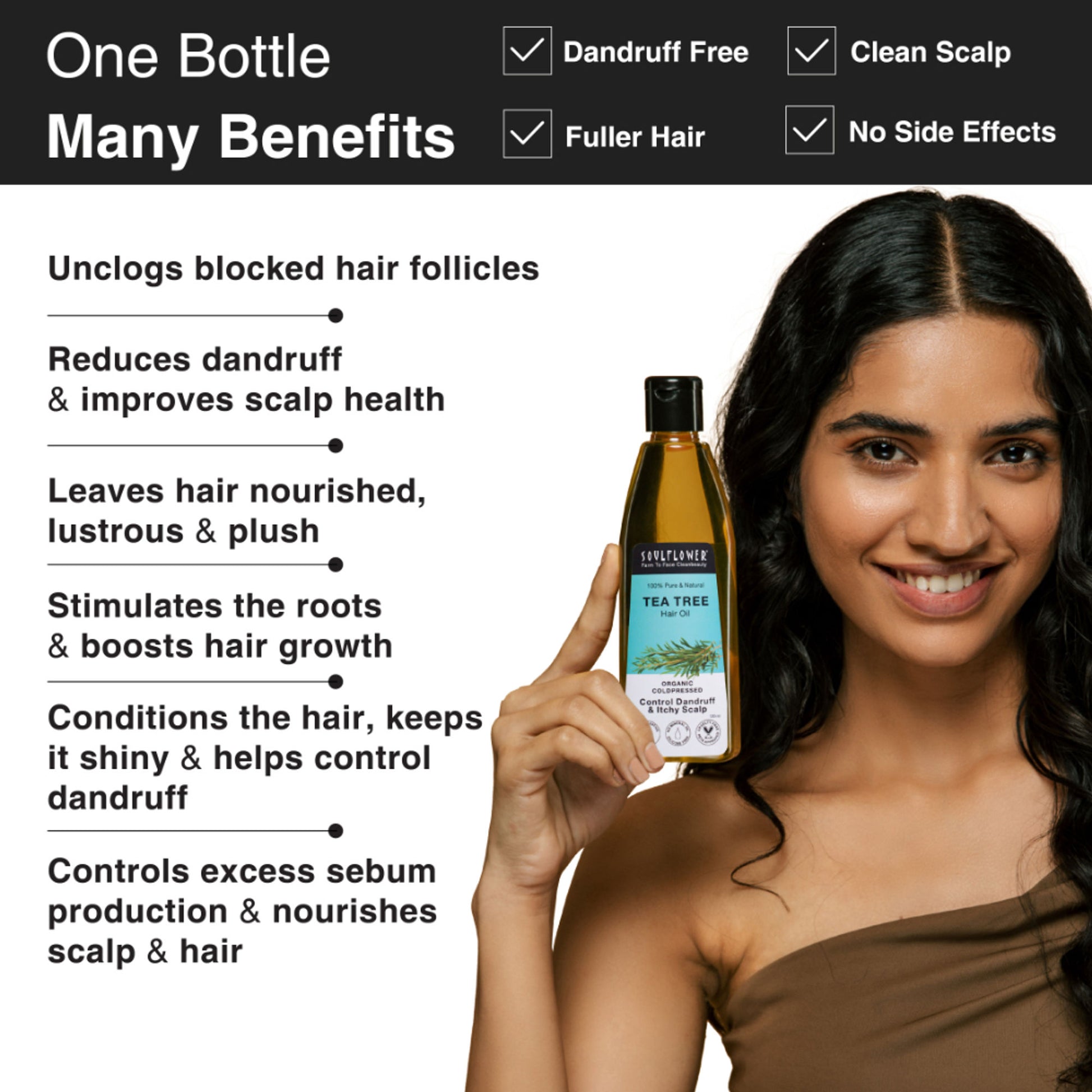 Soulflower Tea Tree Hair Oil - For Scalp And Dandruff Care