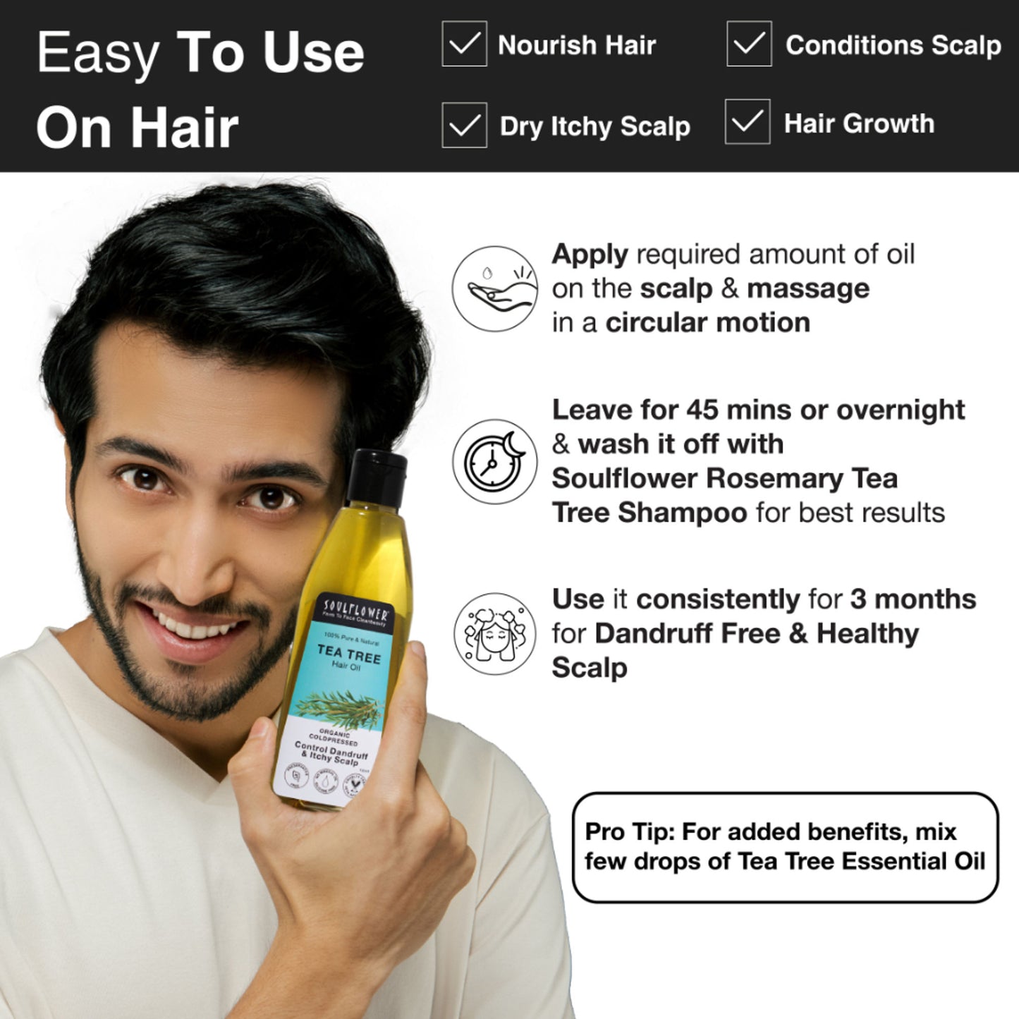 Soulflower Tea Tree Hair Oil - For Scalp And Dandruff Care