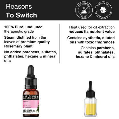 Soulflower Rosemary Essential Oil 100% Pure and Natural for Moisturising Skin, Hair Nourishment
