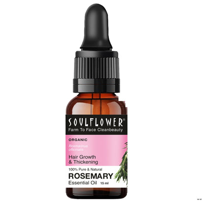 Soulflower Rosemary Essential Oil 100% Pure and Natural for Moisturising Skin, Hair Nourishment