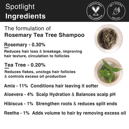 Soulflower Rosemary Tea Tree Anti-Hairfall Shampoo, Sulphate & Paraben Free, Reduces Split-Ends